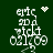 Pixelated white text on dark green background with four distinct animation states showing heart and starburst effects above the text.