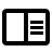 Black and white pixelated icon showing a split-screen layout with a blank left panel and three horizontal bars on the right panel.