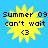 Yellow starburst-shaped icon with black text "Summer 09 can't wait <3" on blue background, four identical static frames shown in