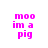identical pink text icons reading 'moo im a pig' on white backgrounds with one gray rectangle partially visible at the bottom right
