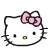 Two pixelated Hello Kitty icons side-by-side with a red heart above the right one, showing slight facial expression differences between frames.