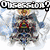 Six distinct pixelated images arranged in a , each with 'Obsession?' text at the top, depicting anime characters, game scenes, and a sunset landscape