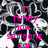 Black-and-white abstract pattern with white swirling lines on dark background, overlaid with pink text reading "its funny how someone can you still love them with".