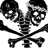 Animated sequence of three skull-and-crossbones icons with a stylized 'M' and 'OzzFest' text below, showing progressive simplification from detailed to circular design.