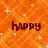 Orange pixelated background with white sparkles and brown text reading 'happy hallow-ween!'