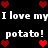 Pixelated text and red heart symbols arranged in a repeating pattern on a black background, with no visible animation changes.