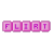 A 3x2 contact sheet of six animated frames showing the word "FLIRT" in pink pixelated letters with varying white highlights across each frame.