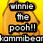 A four- of pixelated cartoon-style icons featuring Winnie the Pooh characters with text overlays on colored backgrounds