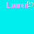 Pixelated pink text 'Lauren' with a white heart symbol replacing the 'o' on a cyan background, duplicated side-by-side.