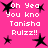 Pink background with black star shapes and white pixelated text reading "Oh Yea You kno Tanisha Rulzz!!" repeated in a pattern