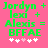 Green pixelated text on pink background reads 'Jordyn + lexo + Alexis = BFFAE' with white and pink hearts below, two identical versions side-by-side.
