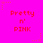 Static image with bright pink background displaying repeated text "Pretty n' PINK" in red pixelated font, surrounded by small star and dot patterns.