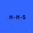 Blue background with black text H-H-S, featuring two distinct glowing effects in different frames.