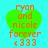 Four identical pixelated green heart icons with orange text 'ryon and nicole forever <333' on a cyan background, arranged in a