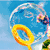 A circular icon with a blue sky background shows a transparent bubble containing a yellow ring and small pink flowers, transitioning to text on a magenta circle.