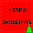 Red square icon with green dotted border displaying "MERRY CHRISTMAS" text and a small green tree, animated to shift the tree's position between two side-by-side