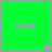 Four identical green squares with pink borders, each containing the text 'Kara' and a small pixelated symbol at bottom-right.