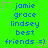 Green background with blue text listing names and phrases, surrounded by pink and green pixelated star decorations.