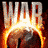 Animated contact sheet showing three frames of a fiery heart-shaped trophy with "WAR OF THE WORLDS" text, each frame displaying sequential animation of the flame effect around the trophy.