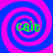 Four identical spiral patterns in blue and pink with green text 'cait' at the center of each spiral.