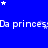 Blue background with white text repeating 'Da princes' and scattered stars in various sizes.