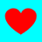 Four red heart shapes arranged in a on a cyan background, each heart with a slightly pixelated edge and uniform fill color