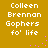 Golden background with white pixelated text reading 'Colleen Brennan Gophers fo' life', pink dots scattered around the text.