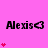 Pixelated pink background with black text "Alexis<3" and red heart symbols in various positions