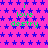 Static image with bright pink background covered in repeating blue star patterns, featuring green text 'i love destroy' repeated across the surface.