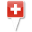 Red square icon with white cross centered on it, attached to white triangular pointer shape, all on gray background.