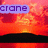 Pixelated sunset scene with black silhouette of landmass, transitioning between three text labels: 'crane', 'lake', and 'camp' in distinct colored boxes.