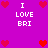 Purple background with red pixel hearts and white text reading "I LOVE BRI" in a pattern