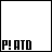 Static square icon with solid white background and thick black border, featuring pixelated text 'P! ATO' in bold blocky font at bottom center.