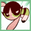Pixelated cartoon character with brown hair in pigtails, green eyeshadow, and a green-and-black striped shirt performing three distinct poses against light green backgrounds.