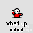 Pixelated character in red outfit with white head, performing sequential arm movements and body rotations
