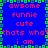 Pixelated blue background with red text and green border, displaying repeated phrases in a