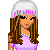 Pixel art character with long brown hair wearing a white beanie, pink top, and dark blue jeans; multiple views show full body, torso, head, and clothing details.