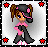 Animated contact sheet of a pixel art character with pigtails and pink accents, showing walking animation frames alongside text-based loading states.