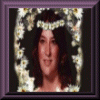 identical portrait icons with a woman wearing a floral headpiece, overlaid with partially visible text fragments like 'An', 'Angel', and 'Flower' in white script