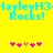 Yellow background with cyan text 'HayleyH3+HayleyH3 Rocks!' and pink heart symbols below, two identical side-by-side arrangements.