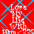 Red background with blue diamond pattern and white text reading "Love Life With Him" repeated across the image