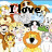 Animated icon with a dog, eye symbols, and text reading "I love Webkiz" against a sky background.