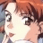 A 48x48 pixel animated contact sheet showing two frames of an anime-style character with orange hair and a black background containing white text.