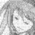 Monochrome anime-style character with long hair, smiling expression, and closed eyes in a static pose across all frames.