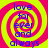 Four identical display blue text 'love for ever and always' over a yellow and pink spiral background with no visible animation changes