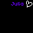 Purple text 'Julia' appears on both sides of a white pixelated heart symbol against a black background.