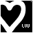 A black and white heart-shaped icon with a cyan 'LIU' text below, featuring animated cyan dots forming an X pattern inside the heart.