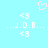 Pixelated light blue background with a pink heart icon above two mirrored white text blocks reading ...J.D.B... flanked by arrow symbols.