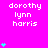 A bright pink background displays repeated white text "dorothy lynn harris" with cyan heart symbols animating vertically in