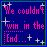 Pixelated static icon with blue background, green border, and pink text reading "We couldn't win in the End..." surrounded by white plus signs.